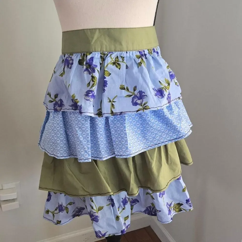 Handmade ruffle tiered half apron
